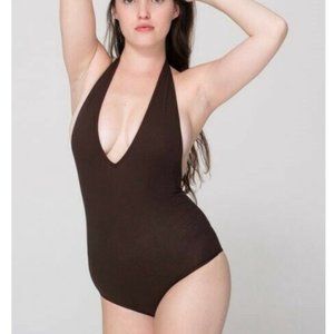American Apparel Cotton Spandex Halter Bodysuit L